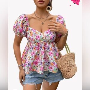 Floral peplum top size S